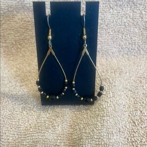 Elegant Gold and Black Beaded Earrings
